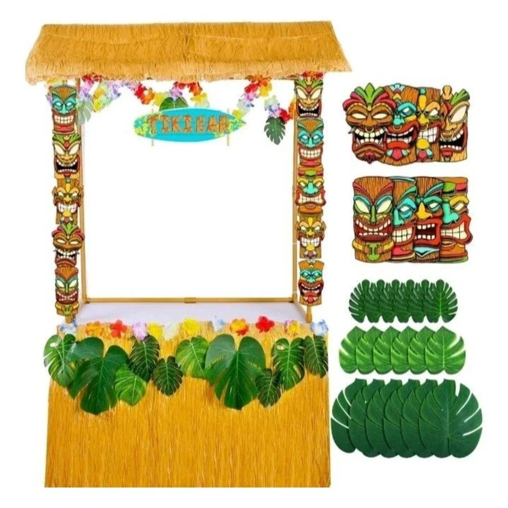 Tiki Bar Hut with Party Decorations Kit, Hut Bar, Tiki Party Decor
